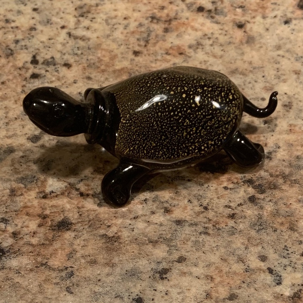Black and Gold Glass Turtle